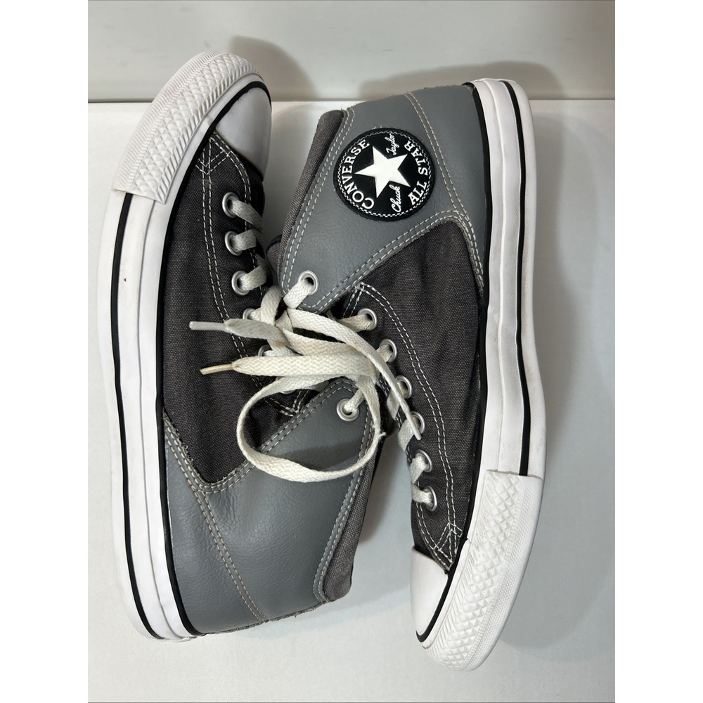Converse Mens Gray Chuck Taylor All Stars Street High Mid Leather Accents 8.5